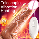 Telescopic Heating Dildo G-spot Massager. Huge Realistic Penis, Sex Product.