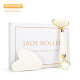 Facial Massage Roller Guasha Board Set Double Heads Jade Stone