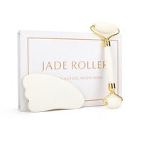 Facial Massage Roller Guasha Board Set Double Heads Jade Stone