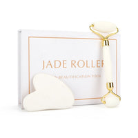 Facial Massage Roller Guasha Board Set Double Heads Jade Stone