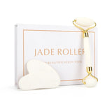 Facial Massage Roller Guasha Board Set Double Heads Jade Stone