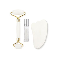 Facial Massage Roller Guasha Board Set Double Heads Jade Stone