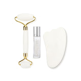 Facial Massage Roller Guasha Board Set Double Heads Jade Stone