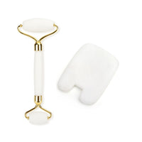 Facial Massage Roller Guasha Board Set Double Heads Jade Stone