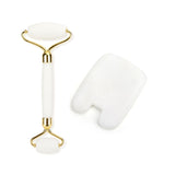 Facial Massage Roller Guasha Board Set Double Heads Jade Stone