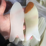 2pcs Natural Afghan Jade Gouache Face Massager Guasha Board Therapy Spa Stone